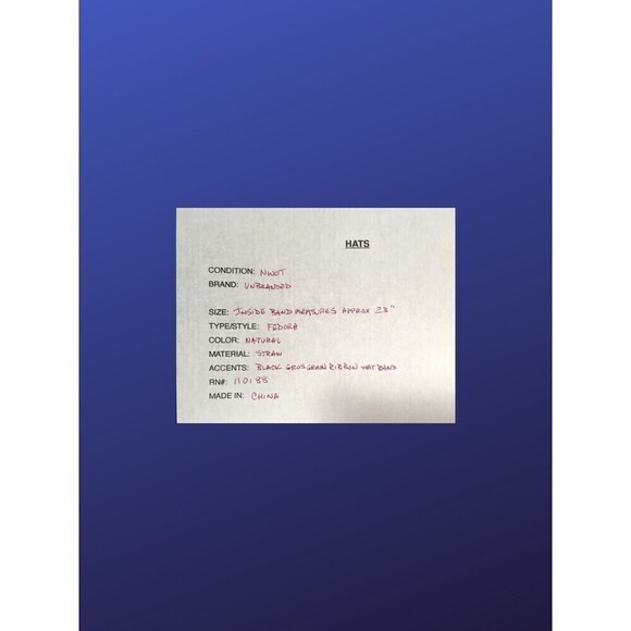 Unbranded Women’s 100% Straw FEDORA Hat, NATURAL/BLACK, One Size, NWOT - Picture 7 of 7